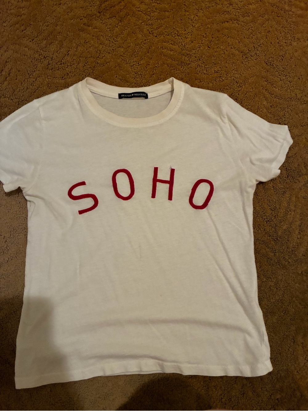 Brandy Melville White Tee with Red SOHO Lettering